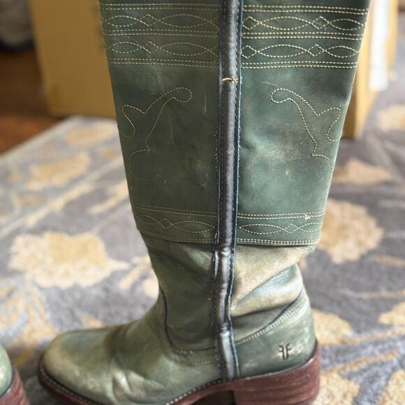 Vintage teal Frye 14L campus boots - Picture 3 of 7